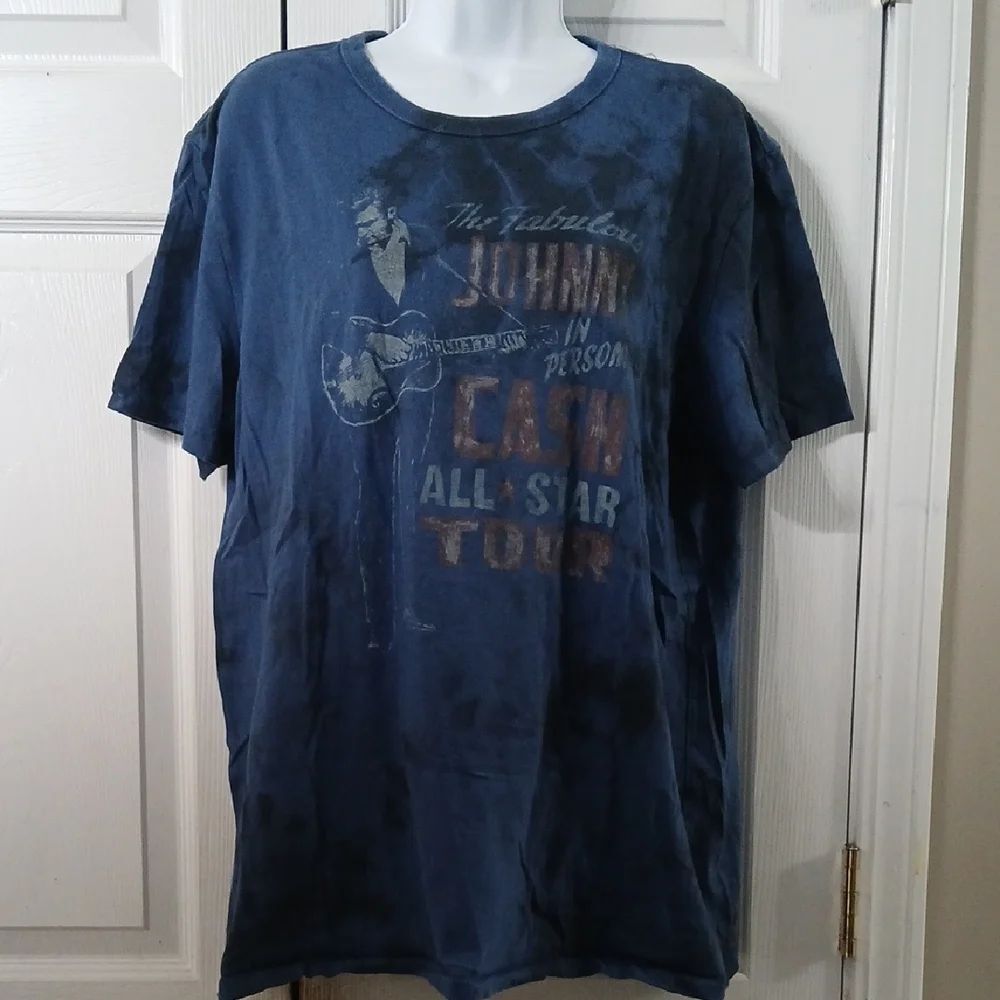 Cash Johnny Cash All Star Tour blue black tie dye short sleeve tshirt Sz L  NWOT